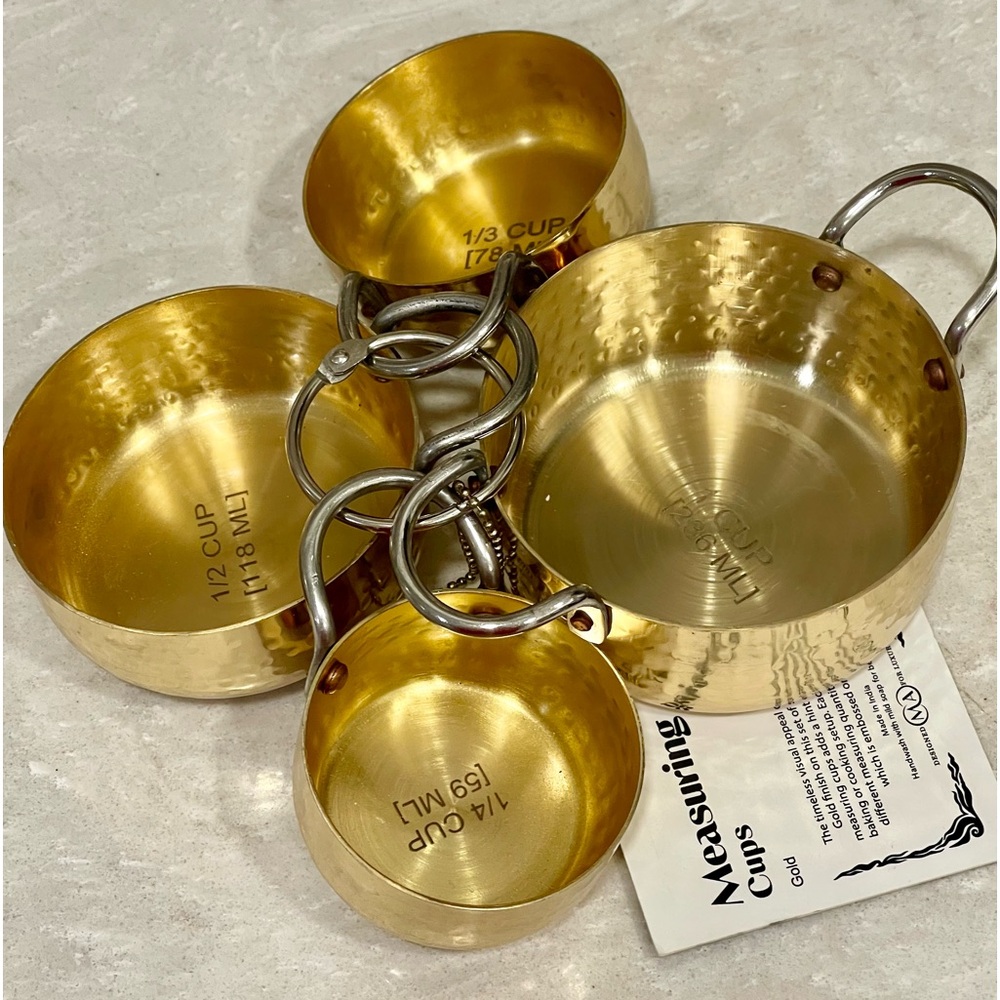 NEW Trendy Hammered Gold Measuring Cups, Nesting kitchen Tools, perfect gifts! - Picture 1 of 6